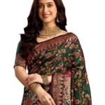 Women's Silk Kashmiri Minakari Jacquard Saree With Unstitched Blouse Piece