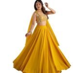 Women's Semi-Stitched Georgette Lehenga Choli for Women | Embroidered Blouse Unstitched & Dupatta | Wedding Part Wear Bridal Lehenga | Custom Tailor Fit Lehenga Drawstring with Zip