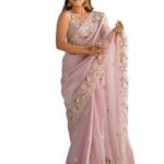Women's Organza Embroidered Saree With Unstitched Blouse Piece (AARYAN14201_KR_Parent)