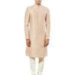 Men's Silk Blend Sherwani And Pyjama Set, Allover Embroidered Sherwani,And Pyjama Set For Men's for Weddings & Festivals, Traditional Ethnic Wear Outfit