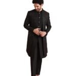 Mens Jacket Sherwani Trouser Set|Blended Fabric Embellished Pattern Indo-Western Set for Men|Regular Fit Mandarin Collar Long Sleeves