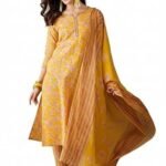 Women Angrakha Dress Printed Cotton Ethnic Wear for Daily and Festive Use | Ankle Length Casual Kurti with Flared Silhouette | V Neck Half Sleeve | Regular Fit Traditional Indian Outfit for Women