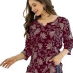 Reyon Short Top for Women | Tunic for Jeans Short Kurti | Stylish Straight Ladies Kurta | Ethnic Kurta for Girls