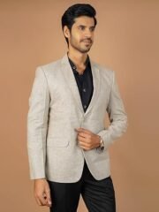 Mens Linen Cream Blazer - Image 2