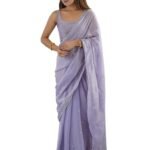 Women's Paper Silk Embroidered Saree With Unstitched Blouse Piece