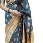 Women's Grey Color Saree Mustard Art Women's Banarsi Silk Blend Saree With Blouse Piece Designer Saree