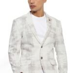 Men's Off White Printed Single-Breasted Blazer-LBR-2468_OffWhite