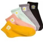 Daisy Pattern Ankle Socks, Pack of 5, Multi-Colour Socks for Women