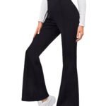 Women's Bell Bottom High Waist Trouser, Elastic Flared Bootcut Pants, Stretchy Parallel Leg for Casual Office Work wear (BZF-Dhoni 4)