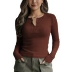 Women's Long Sleeve Slim Fit Top/T-Shirt Henley Neck Casual (BZF-Top-Saiyaara-1)