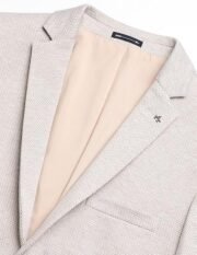 MenSlim fit Polyester Self-Design Single-breastedNotch Lapel Collar Blazer(ARADOBZ0020_Beige_44) - Image 2