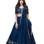 Women's Semi Stitched Lehenga Choli with Dupatta for Women | Heavy Threadwork & Mirror Detailing | Wedding, Festive | (Free size)