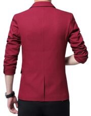 Men's Tailored Fit 1 Button Daily Suit Blazer Jacket Sport Coat |Red |S - Image 2