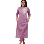 Women | Women Kurta Pant Set |Cotton Blend Embroidered Regular Women Kurti Set (K-34-38)