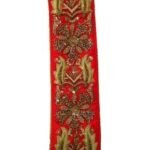 Women's Fine Hand Worked Antique Zardozi Designer Saree Border on Red