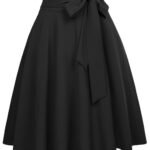 Women's Flared Pleated Maxi Skirt High Waist A-Line with Pockets and Belt Accessories [Small-Plus Size]