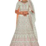 Women's Pista Green Color Crepe Fabric Thread And Stone Work Lehenga For Women