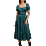 Teal Solid Satin Dress