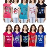 Women Round Neck Multicolor T-Shirt