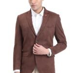 Men's Brown Single-Breasted Slim Fit Blazer with Notched Lapel-LBR-2464_Brown