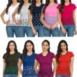 Women Round Neck Multicolor T-Shirt