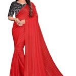 Women's Banarasi Art Silk Saree with Unstitched Blouse Piece, Red