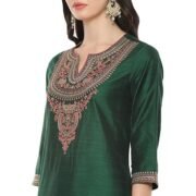 Women Poly Viscose Straight Embroidery Kurta Slim Pants Suit Set - Image 4