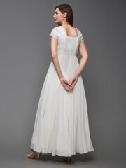 Women's Square Neck Self Designed Maxi Dress - Image 4