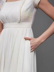 Women's Square Neck Self Designed Maxi Dress - Image 2