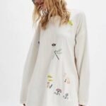 Floral Print Women Round Neck Beige T-Shirt