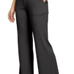 Women's High Waisted Wide Leg Ribbed Knit Trousers with Pockets | Casual and Stretchy Pants | for Women