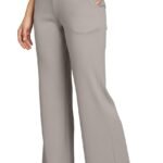 Womens's  High Waisted Wide Leg Ribbed Knit Trousers with Pockets | Casual and Stretchy Pants | for Women