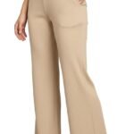 Women's Waisted Wide Leg Ribbed Knit Trousers with Pockets | Casual and Stretchy Pants | for Women
