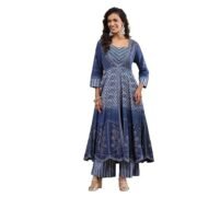 Women Modal Festive Anarkali Fusion Suit Set - Image 2