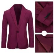 Men's Slim Fit Casual 1 Button Notched Lapel Blazer Jacket - Image 2