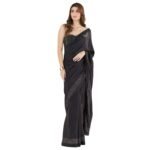 Women's black liva crepe foil saree