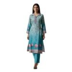 Women's Kurti with pants set (blue, M)
