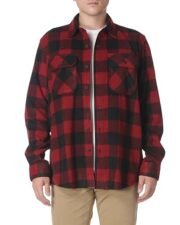 Men's Authentics Long Sleeve Plaid Fleece Shirt, Red Buffalo Plaid, 3X