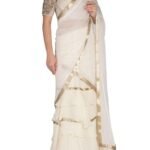 Women's Faux Georgette ready to wear Frill saree with unstitched blouse(WES1219)