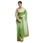Women's Cotton Chanderi Saree Green