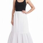 Women's Can Can Petticoat Skirt, White Ruffled Shapewear Underskirt for Lehenga Gown, Full Length Volume Skirt Free Size