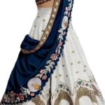 Women's Satin Embroidered Semi-Stitched Bridal New Lehenga Choli with Dupatta (0369-Super White-Wedding-Latest-Lehenga; Free Size)