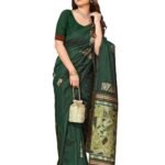 Women's Kanjivaram Banarasi Soft Silk Saree With Unstitched Blouse Piece (Silk Box Flower)