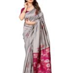 Women's Kanjivaram Banarasi Soft Silk Saree With Unstitched Blouse Piece (Silk Box Flower)