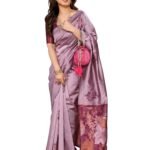 Women's Kanjivaram Banarasi Soft Silk Saree With Unstitched Blouse Piece (Silk Box Flower)