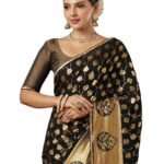 Women's Georgette Foil Printed Saree with Unstitched Blouse Piece