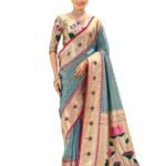 Women's Paithani Soft Silk Kanjivaram Saree With Unstitched Blouse Piece