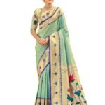 Women's Paithani Soft Silk Kanjivaram Saree With Unstitched Blouse Piece