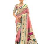 Women's Paithani Soft Silk Kanjivaram Saree With Unstitched Blouse Piece