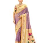 Women's Paithani Soft Silk Kanjivaram Saree With Unstitched Blouse Piece